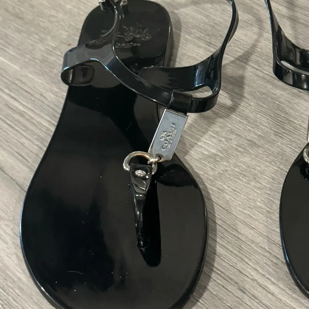 CCoach Plato Women's Black Jelly T-Strap Thong Sandals US 9 - Image 3