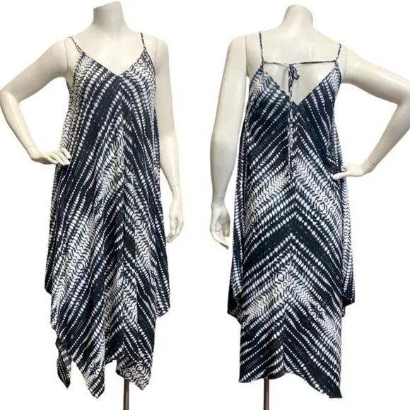 TYCHE Small Spaghetti strap flowing A-line dress black white Handkerchief Dress - Image 2