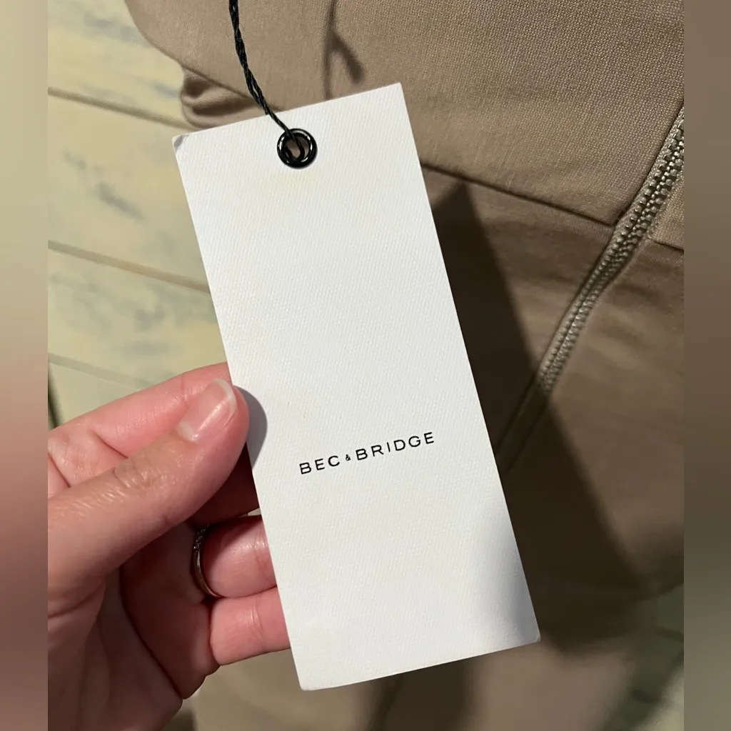 NWT Bec & Bridge Georgia Safari Mini Dress Tan Bodycon Size 2 Australian Brand - Image 3