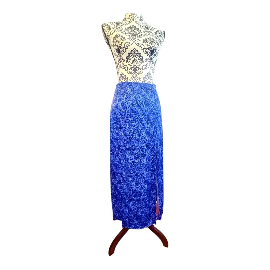 & OTHER STORIES Paris Atelier Blue Leopard Print Midi Skirt - Image 3