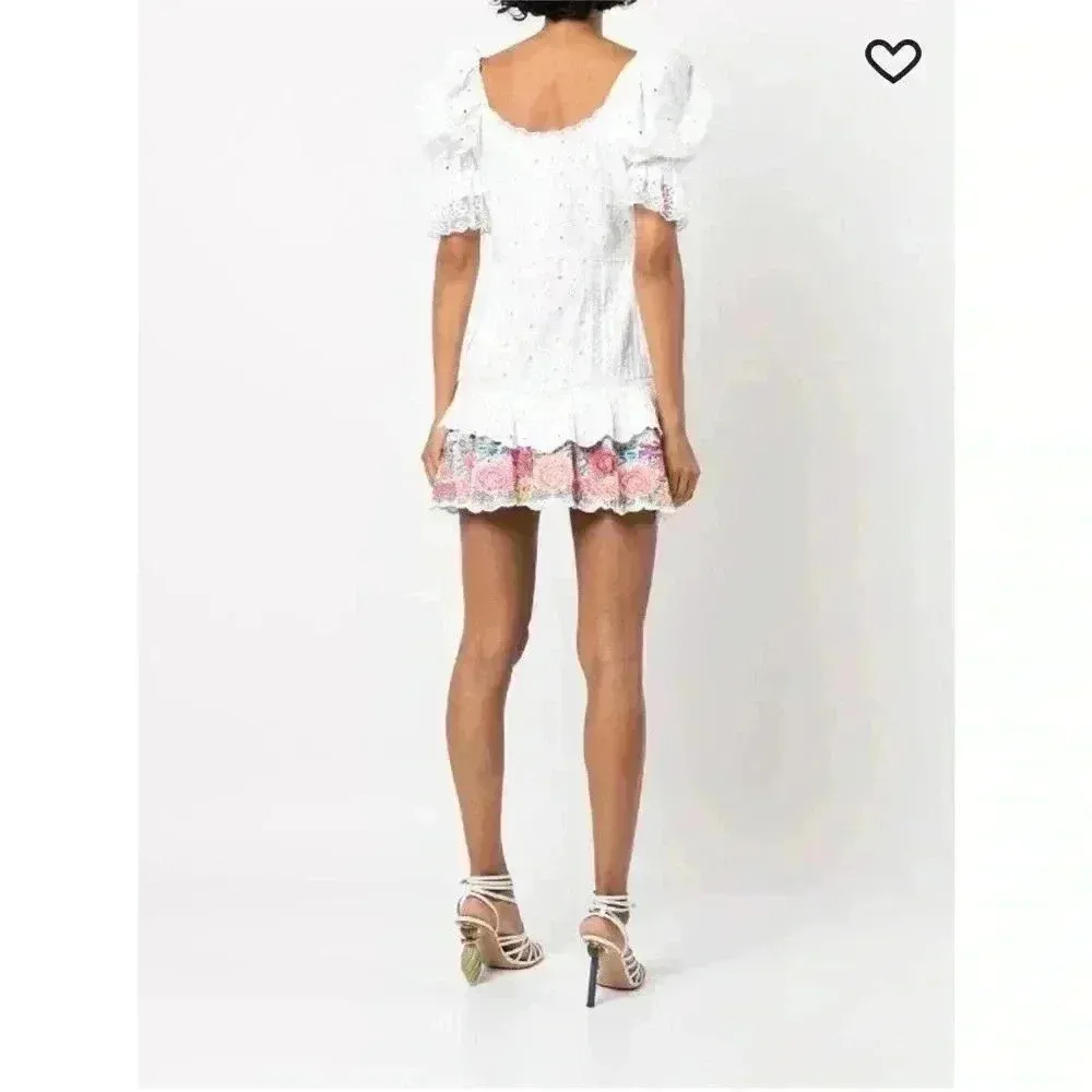 NWT LoveShackFancy Thressey Floral Embroidered Eyelet Cotton Mini Dress White 4 - Image 3