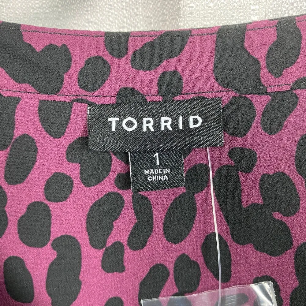 Torrid Leopard Ombre Georgette Bow Tie Blouse Sz.1 NWT - Image 7