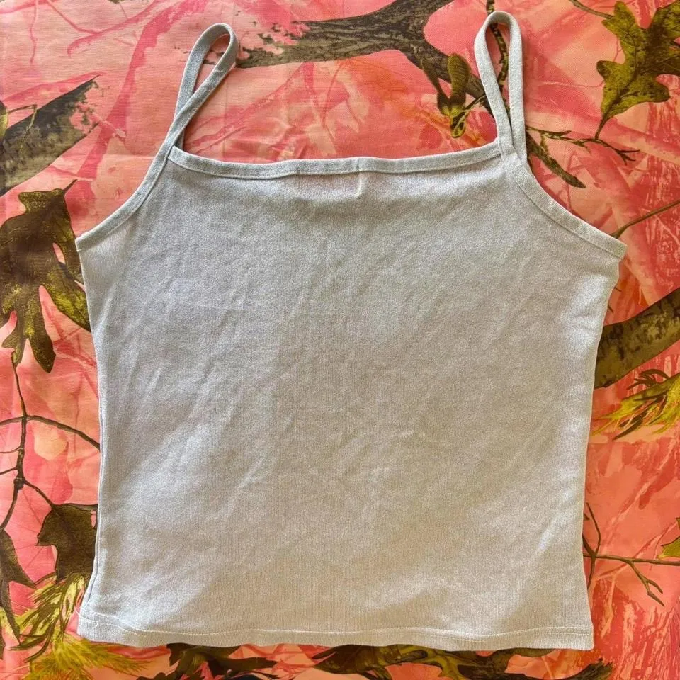 y2k vintage 2000s grey sparkly glitter camisole tank top Gray - Image 7
