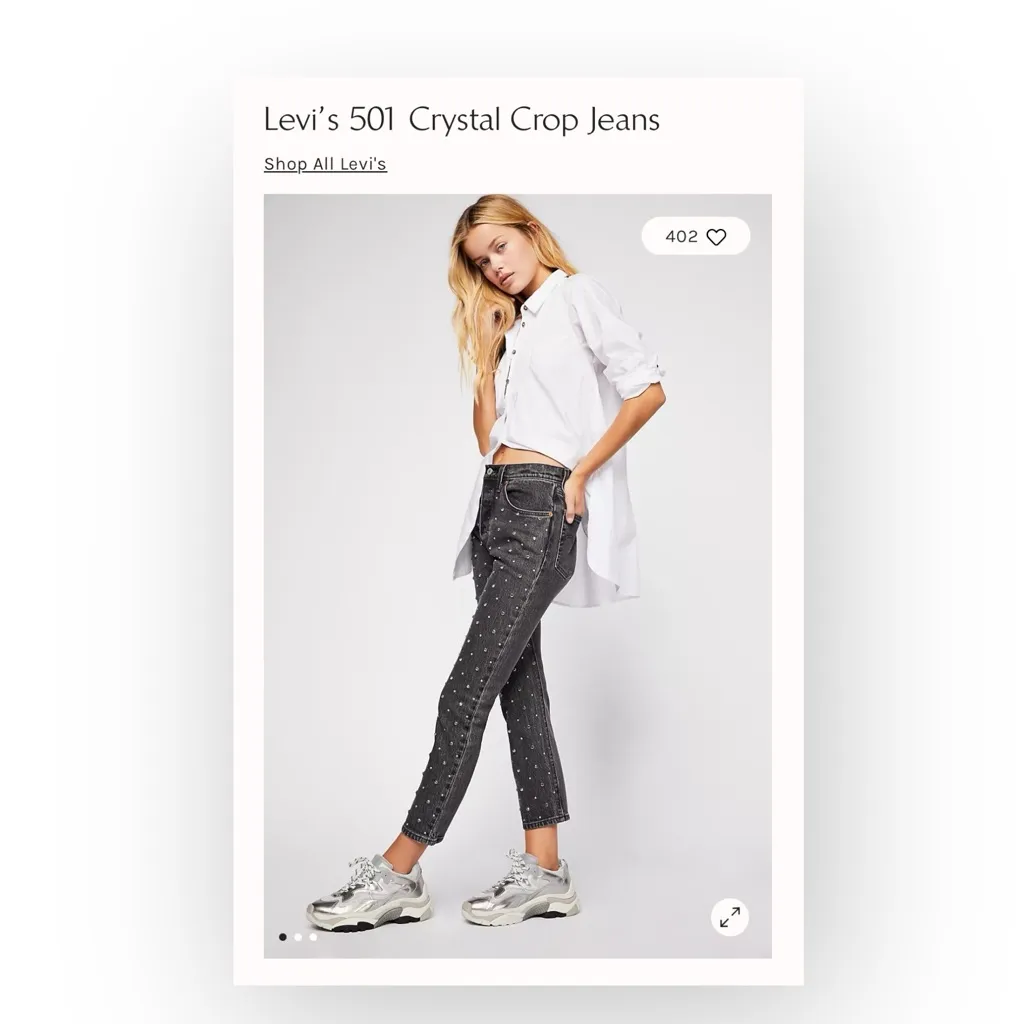 Levi’s x Free People ✪ 501 Crystal Crop Stretch Jeans ✪ Black Wash ✪ 30 Y2K Vibe - Image 2