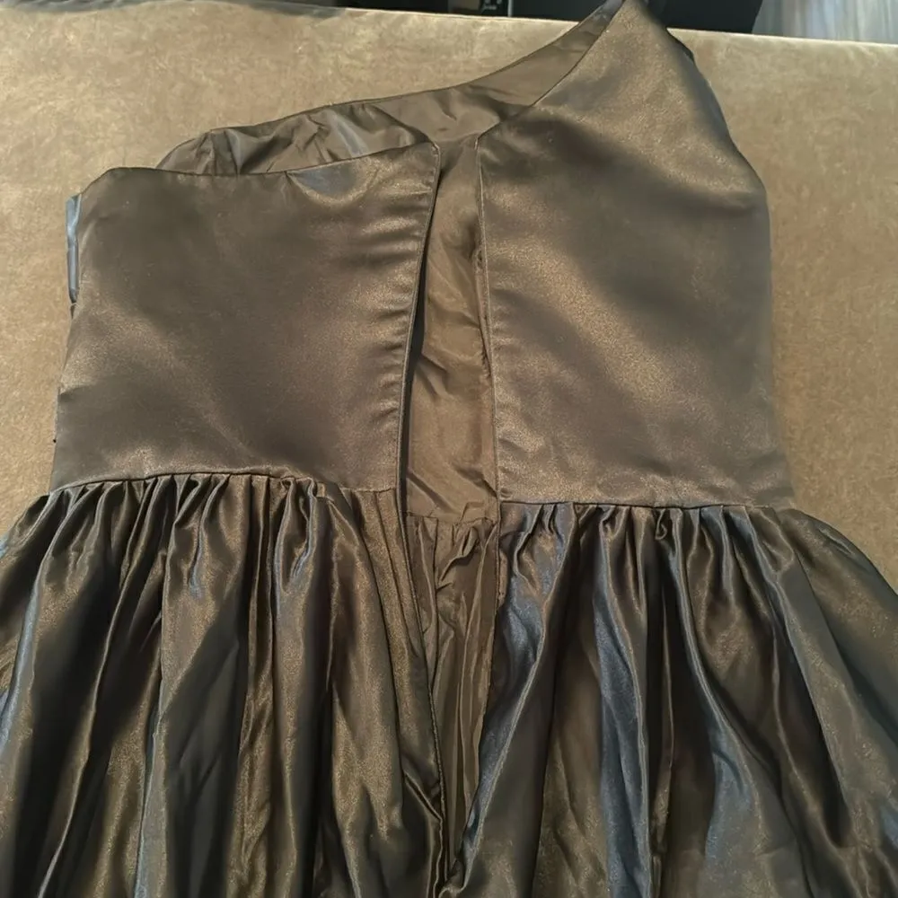 Women’s Black Satin One Shoulder Prom Party Formal Dress with Leg Slit Size 16 Black - Image 6