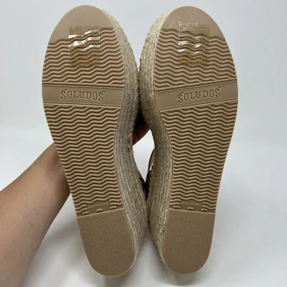 Soludos Tan Leather Slingback Platform‎ Minorca Espadrille Sandals Size 10 - Image 14