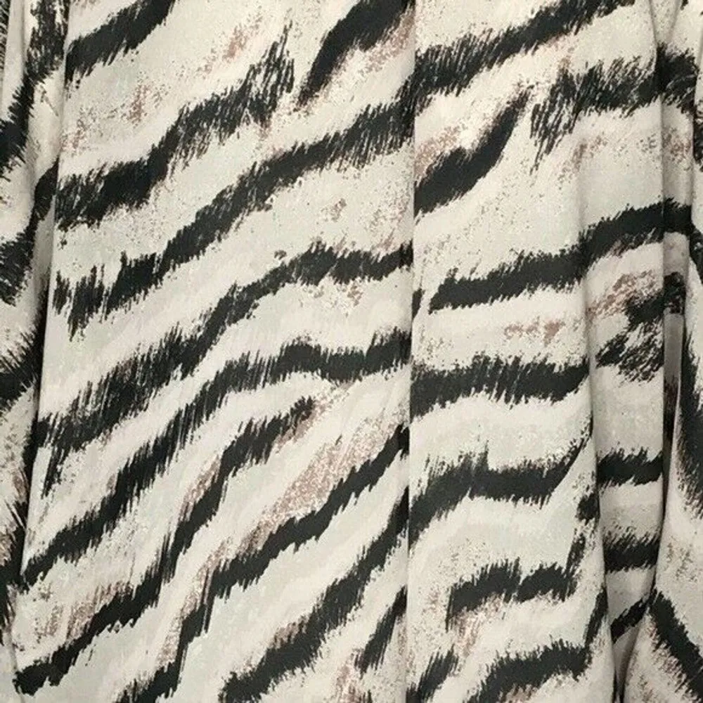 Sanctuary Shirt Women Small Zebra Print Pocahoncho Dolman Sleeve Tassel Edgy Fun - Image 4