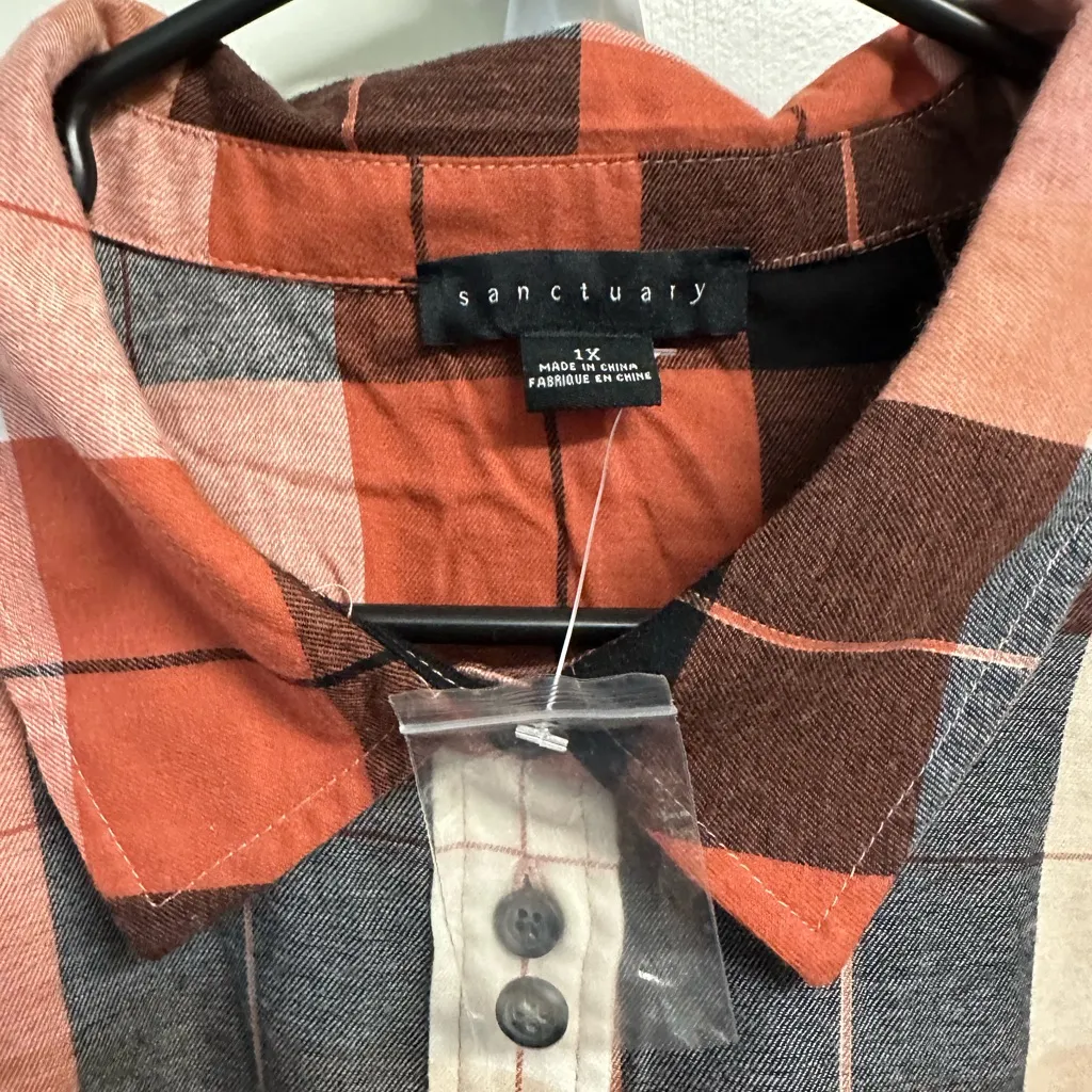 Sanctuary  Bianca Gingham Button-Up Blouse size 1X - Image 5