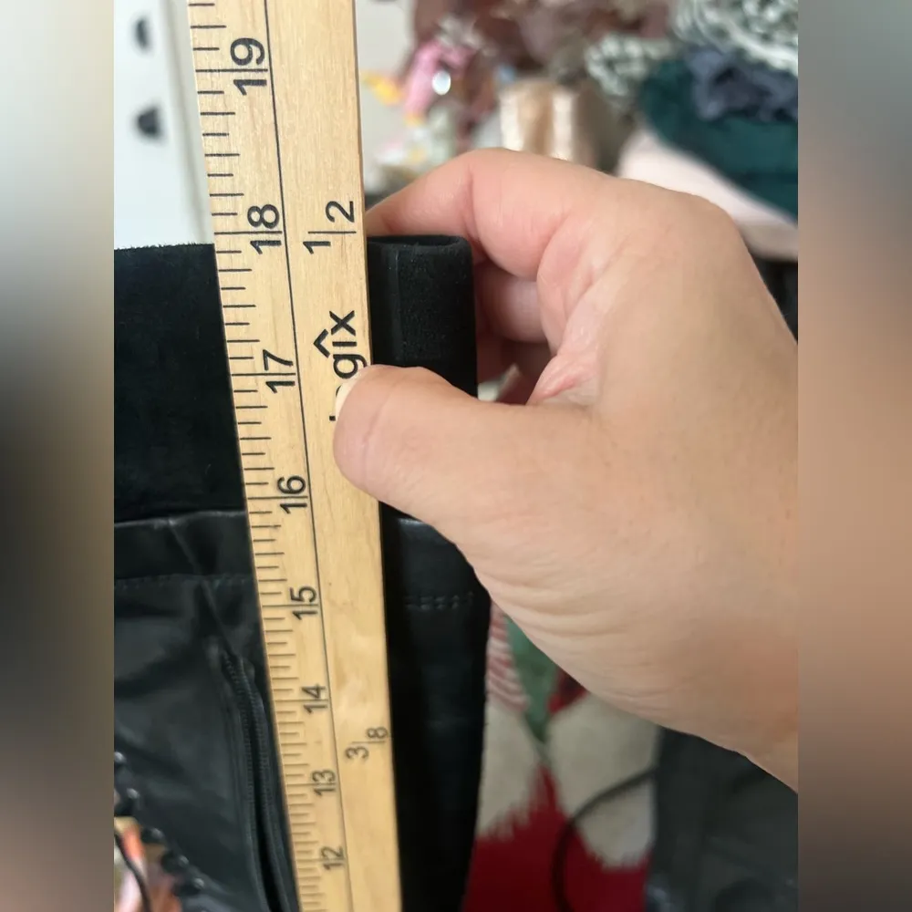 Steve Madden Size 6 Nitefall Black Leather Heeled Lace-Up Knee High Combat Boots - Image 9