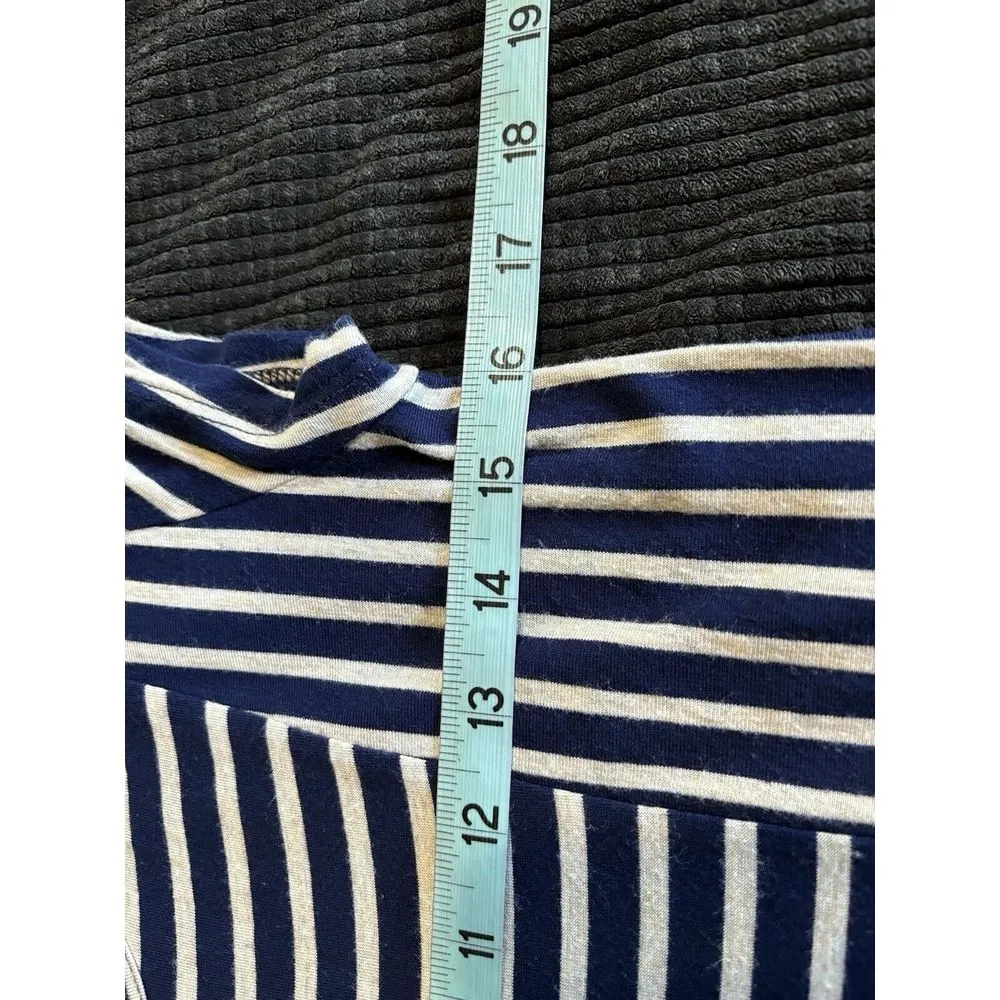 Roller‎ Coster Navy/Gray Striped Midi Dress Size M Short Sleeve Pockets - Image 6