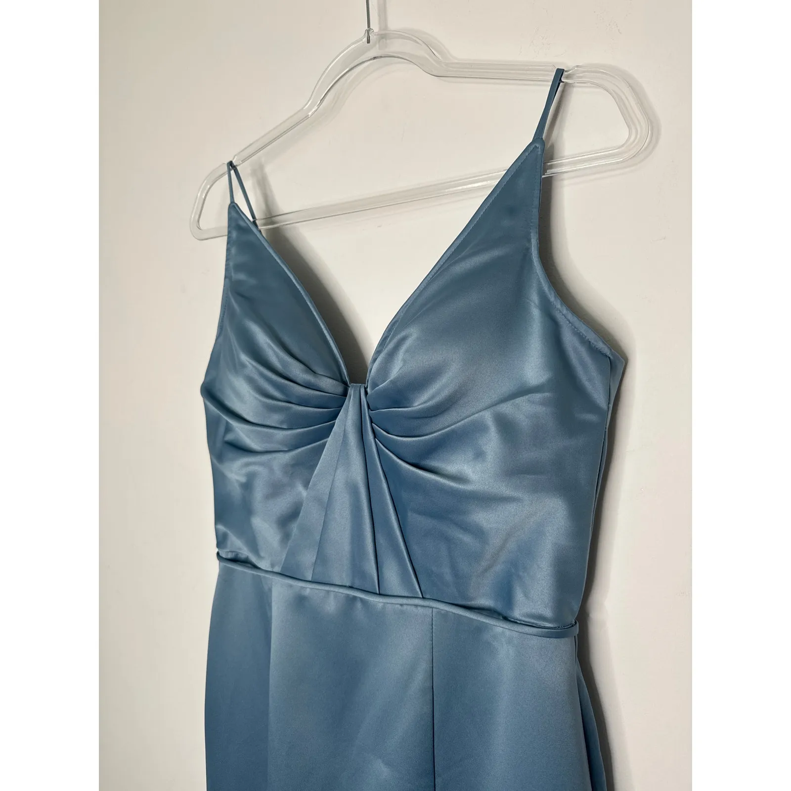 2000s Morilee Madeline Gardner Slate Blue Satin Formal Gown medium - Image 7