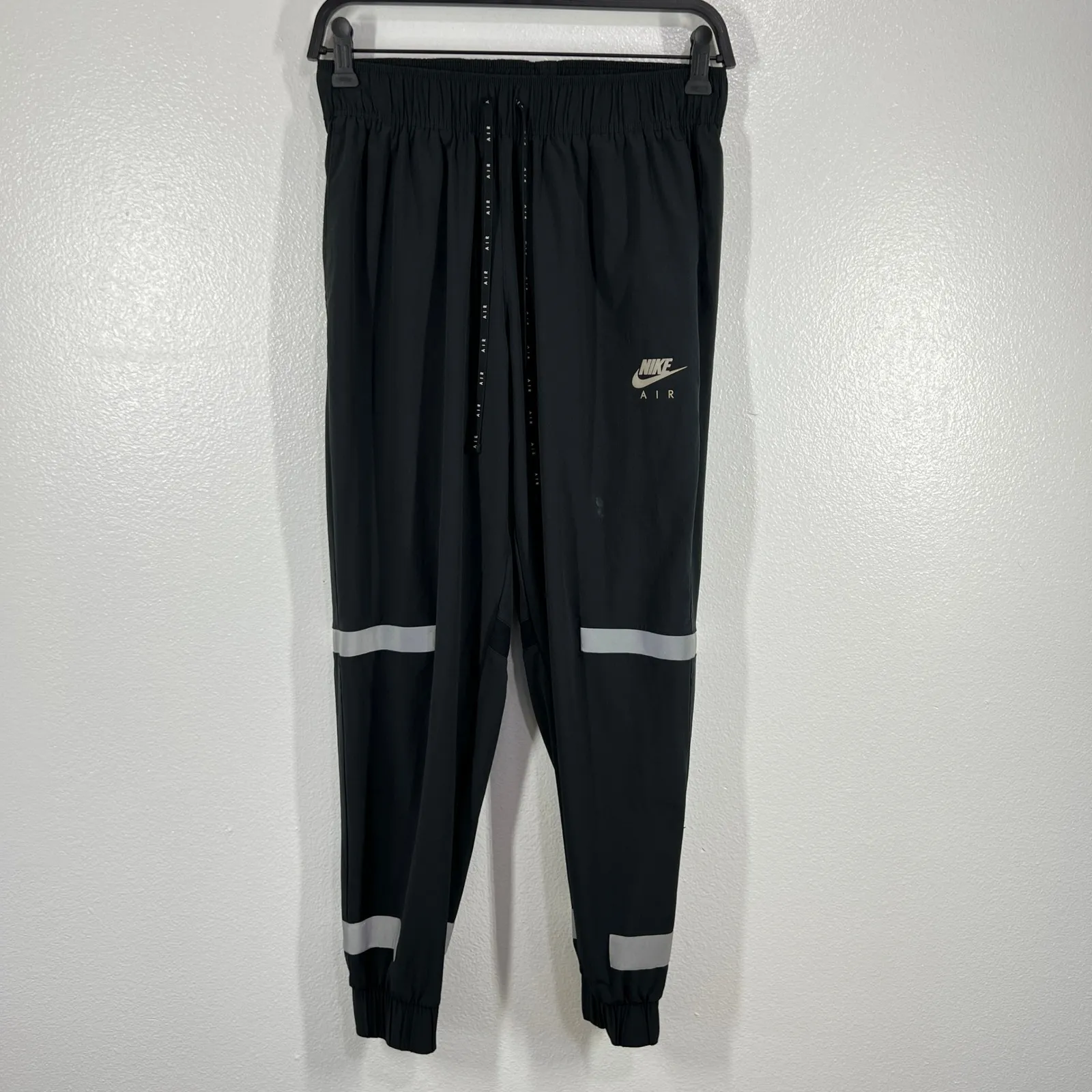 Nike Air Running Pants‎ Reflective Stripe Joggers Lightweight Black Size Medium - Image 2