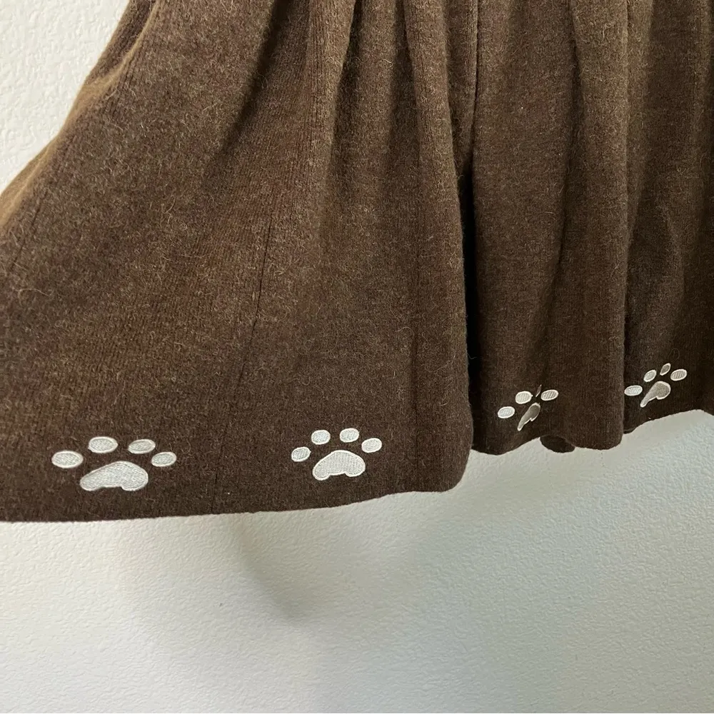 Kina and Tam The Paws Pleat Skirt Brown Dog Paw Wool Blend Womens Size XXL - Image 5