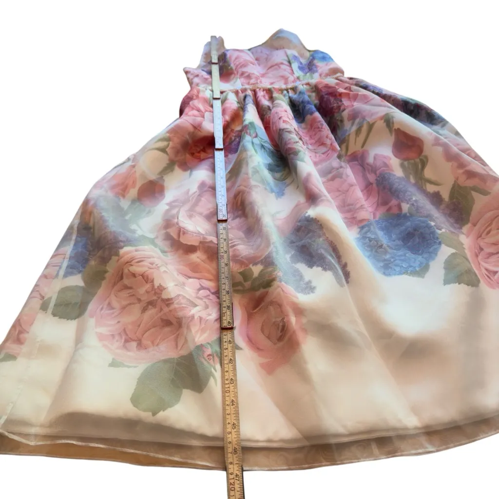 Carmen Marc Valvo Infusion Floral Midi Dress Size 4 Summer Wedding Guest in EUC - Image 7