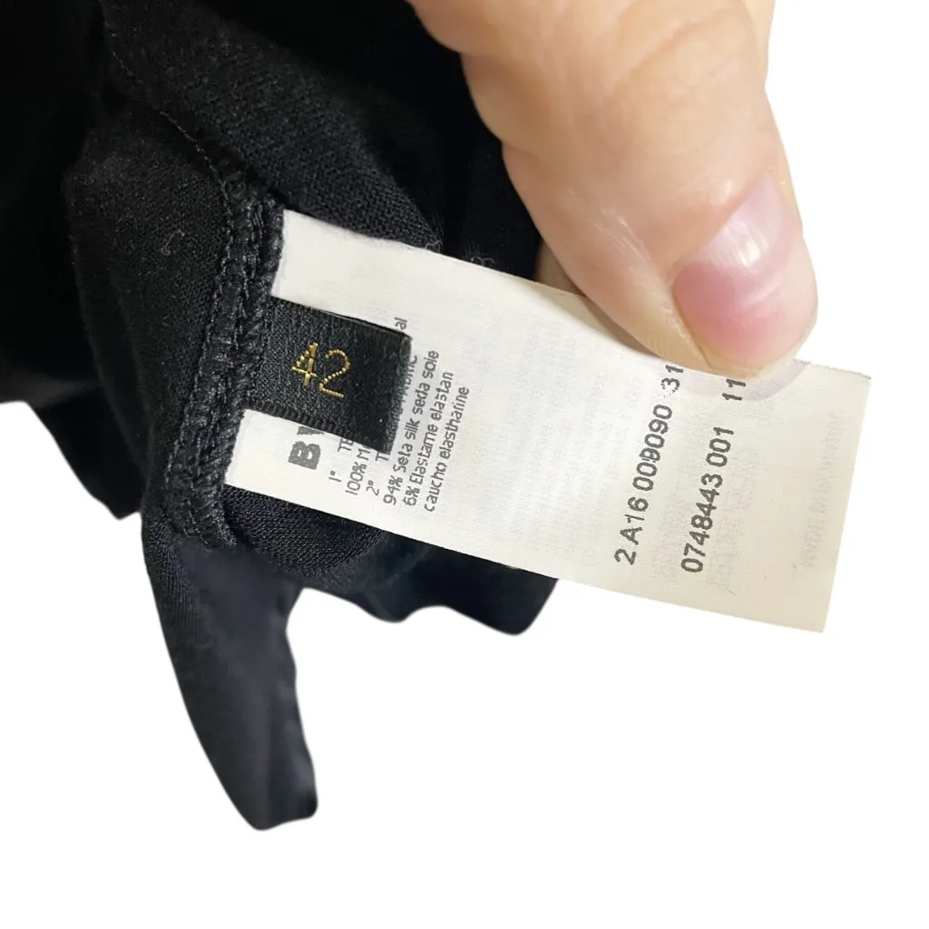 Les Copains Womens Black Satin Short Sleeve Blouse Size 42/ S - Image 5