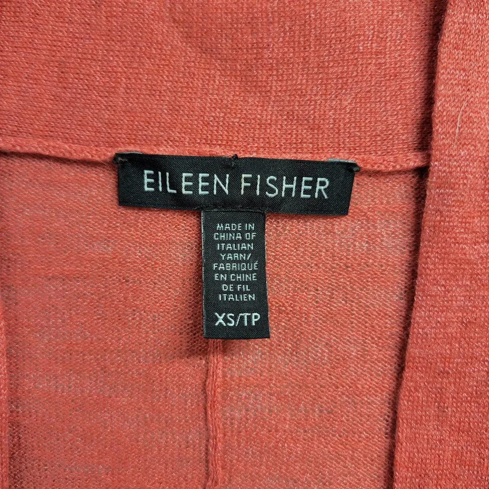 Eileen Fisher Womens Cardigan Size XS Coral Batwing Wool Blend Open Lightweight - Image 2
