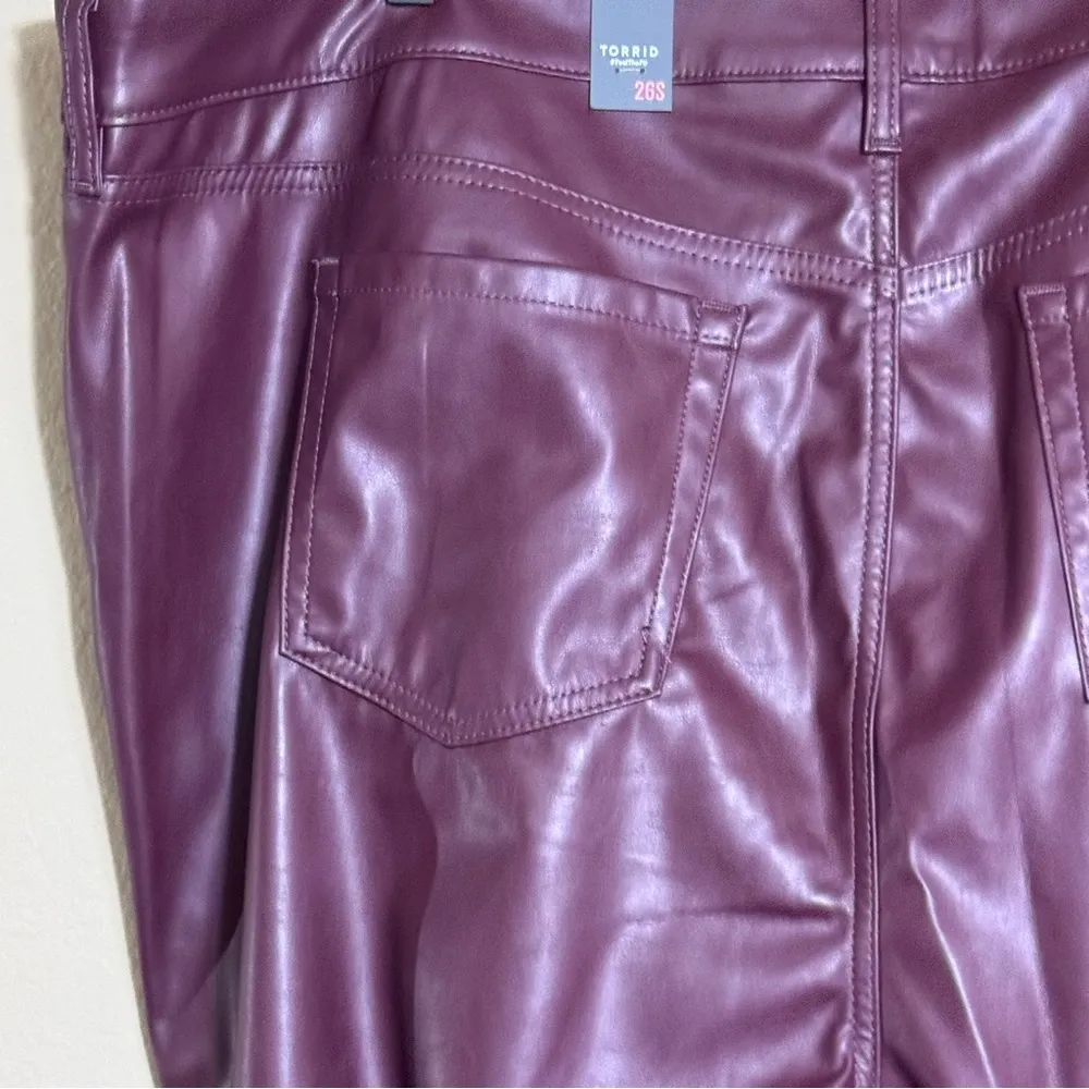 NEW Torrid Perfect Skinny Faux Leather High Rise Pants Maroon Size 26S - Image 8