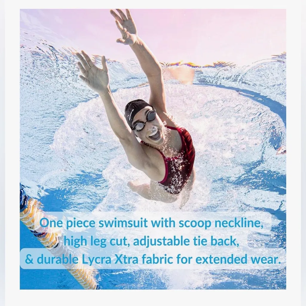 NEW Red Sporti One Piece Swimsuit Athletic Tie Back Competitive Slimming 34 - Image 7