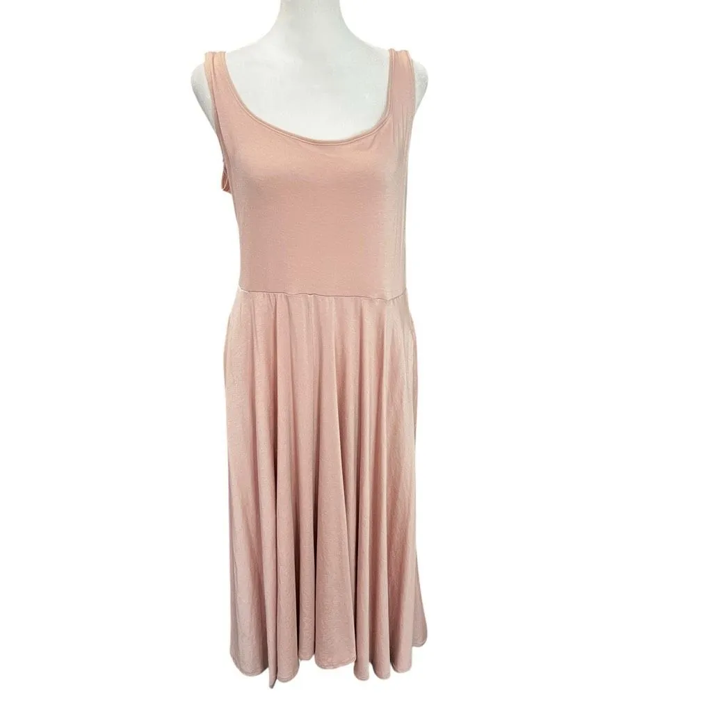 Reformation Rou Dress XL Blush Pink Midi Tank Fit Flare Sustainable NWT - Image 4