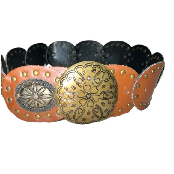 Brown and Black Decorative Women's leather Belt - Image 4
