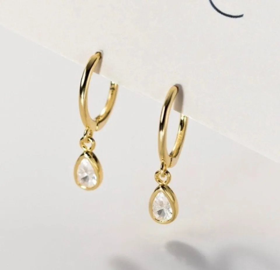 18K Gold Plated CZ Cubic Zirconia Dangle Drop Earrings for Women - Image 3