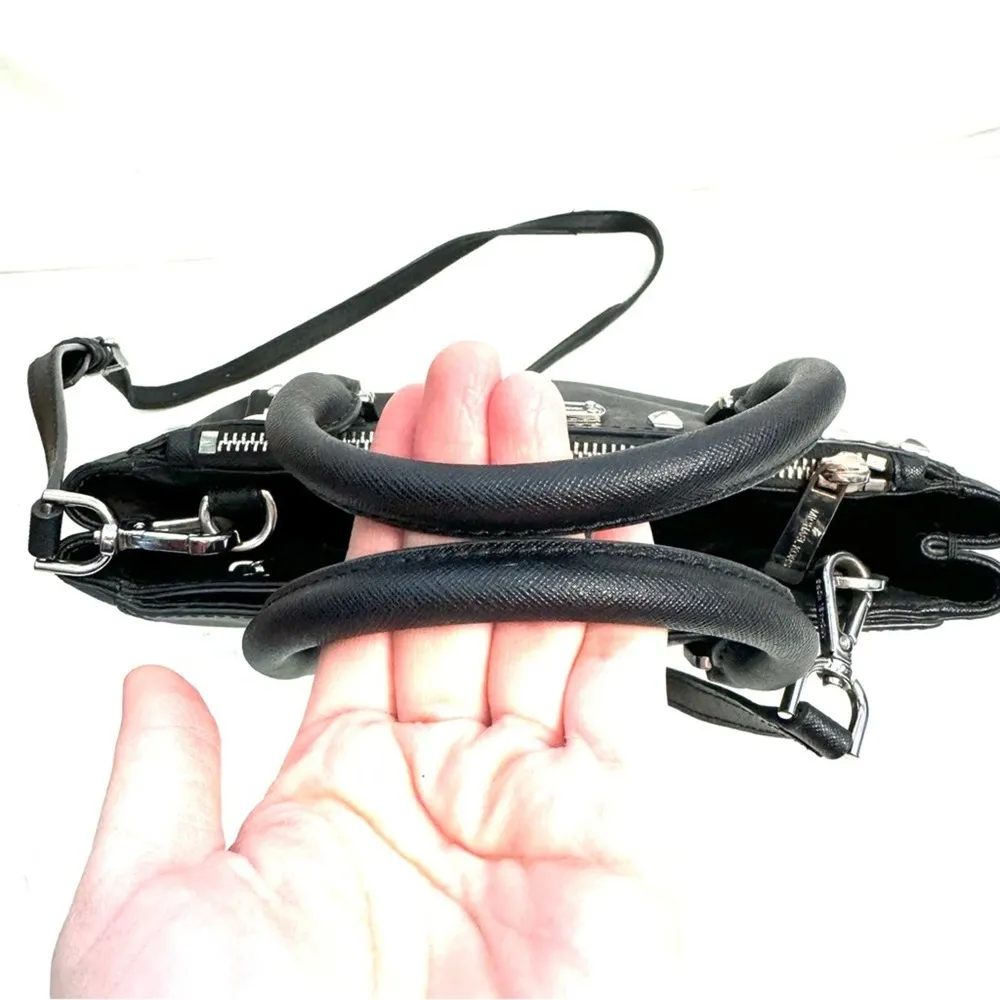 Michael Kors Black Kellen Studded Saffiano Small handbag Crossbody Purse Satchel - Image 5