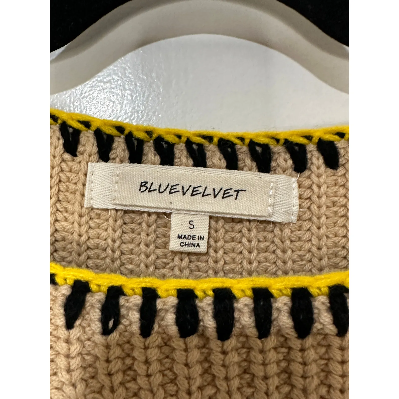 Blue Velvet Granny Square Knit Long Sleeve Sweater Mocha Multicolor Small NWT Brown - Image 15