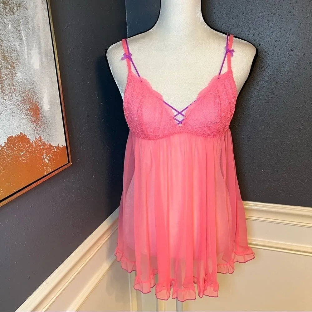 VS Dream Angels Soft Mesh Flyaway Babydoll Teddy/Nightie - Image 3