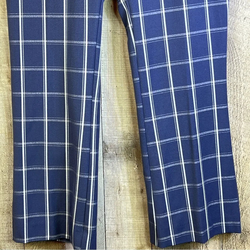 A New Day Size 4R Blue & White Plaid Print Cropped Kick Flare Pants w/Si… - Image 4