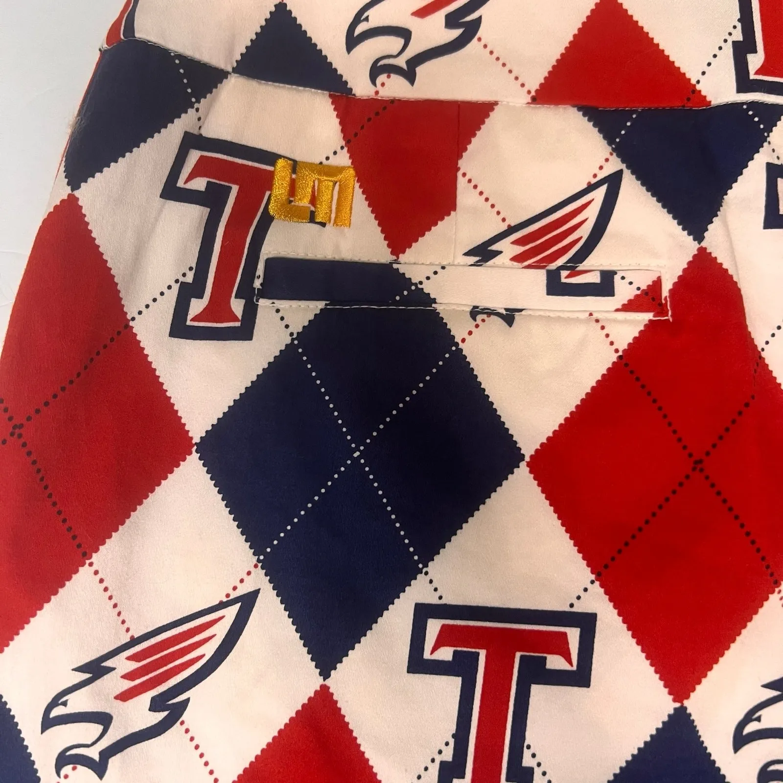 Loudmouth Ladies Argyle Eagle White Red Blue USA T Logo‎ Stretch Size 8 - Image 8