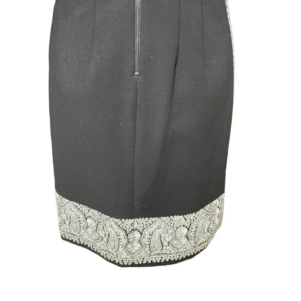 Kobi Halperin‎ Black Sleeveless Sheath Dress Paisley Trim Size US 4 - Image 10