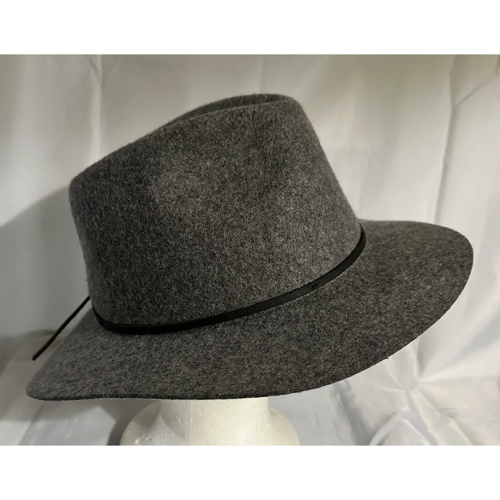 Brixton Unisex Welsey Fedora Hat Dark Gray Wool Size S Adjustable Band - Image 4