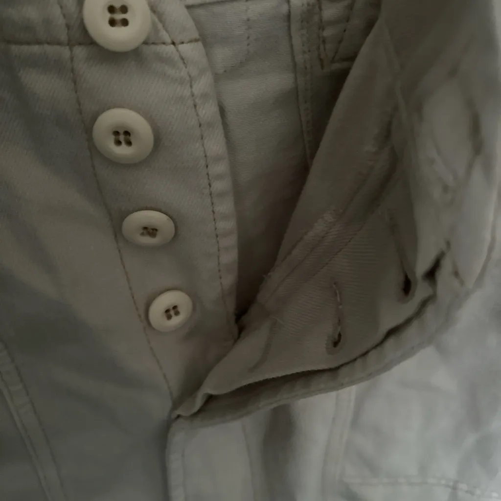 Free People  Alpha Utility Mini Off-White Button Skirt - Image 3