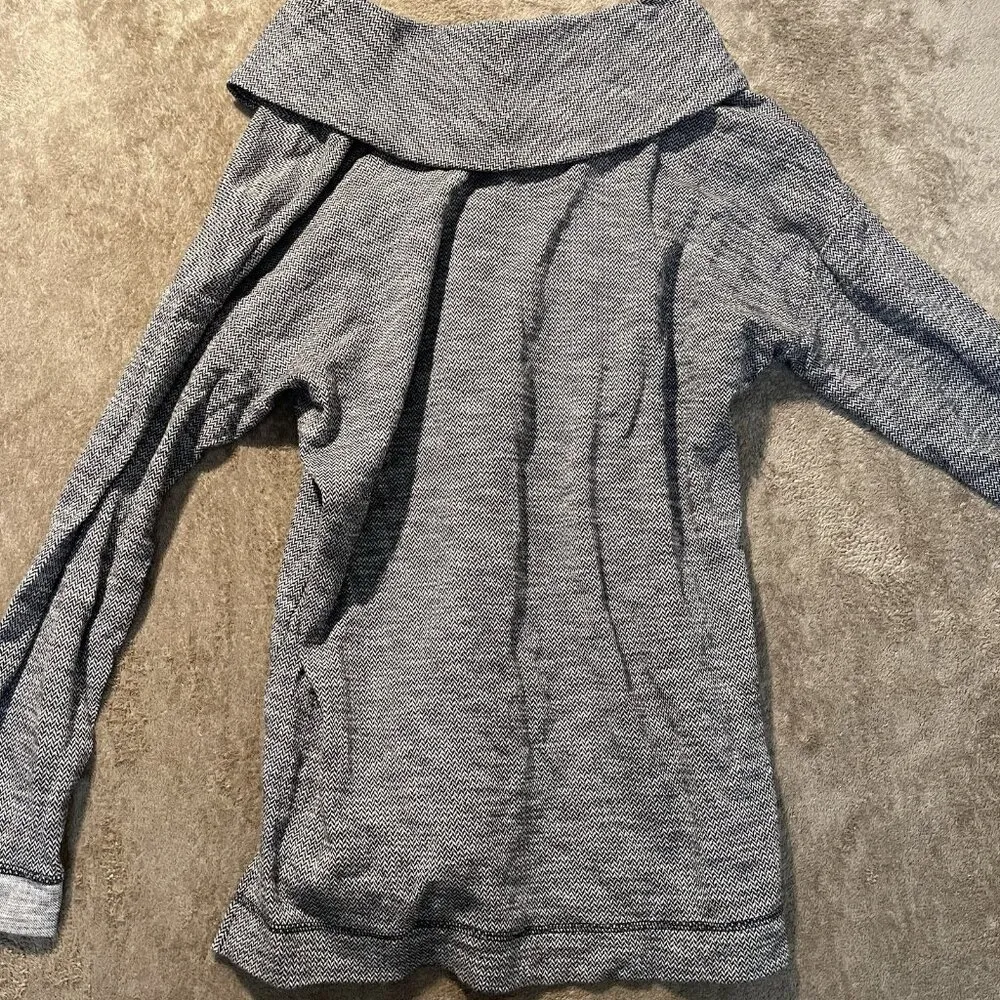 T by Talbots Sweatshirt Womens Large Cowl Neck Tunic Pullover Knit Heather Gray - Image 2