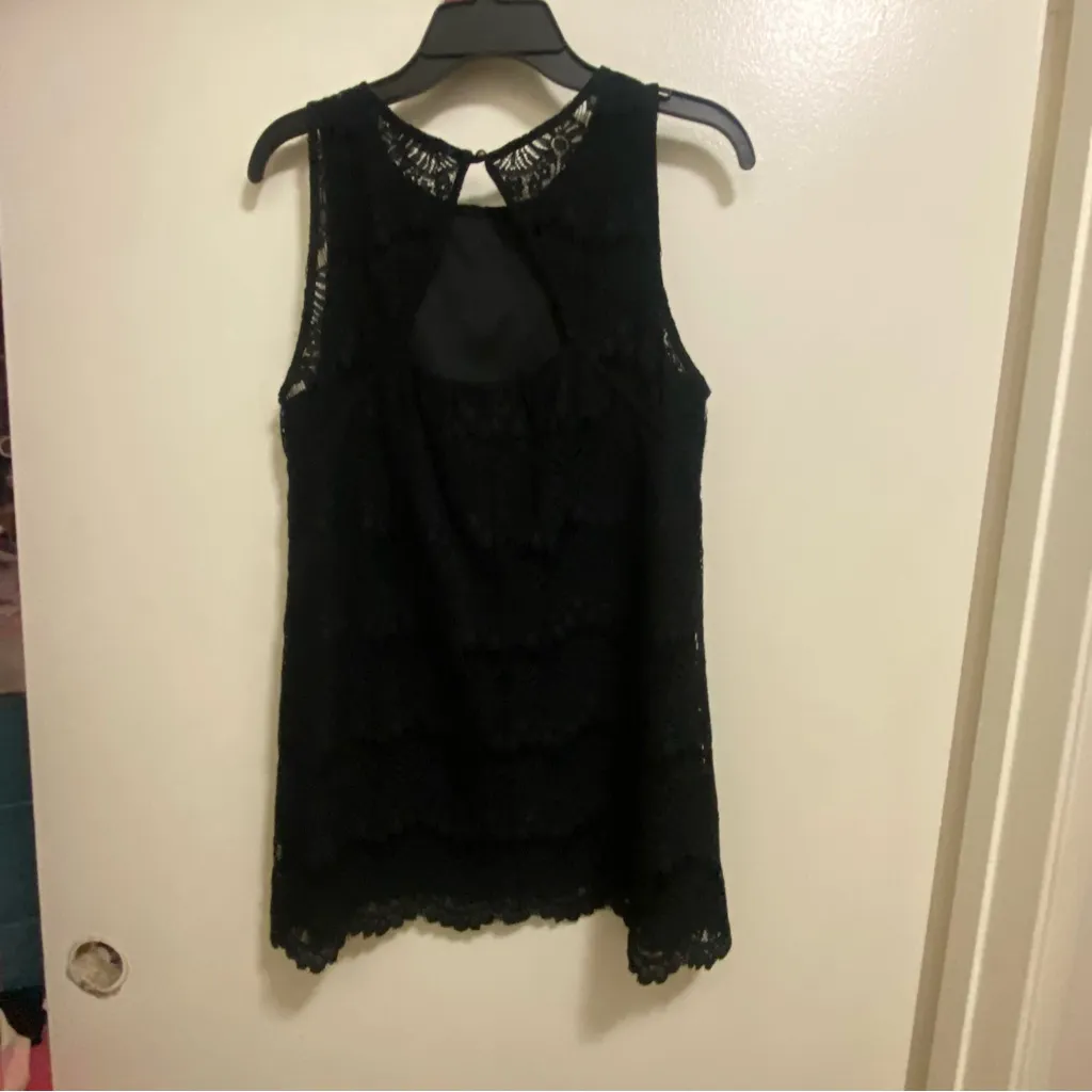 Gypsies & Moondust Womens All Black Lace Tank Top M Medium 38” Goth Lattice - Image 6