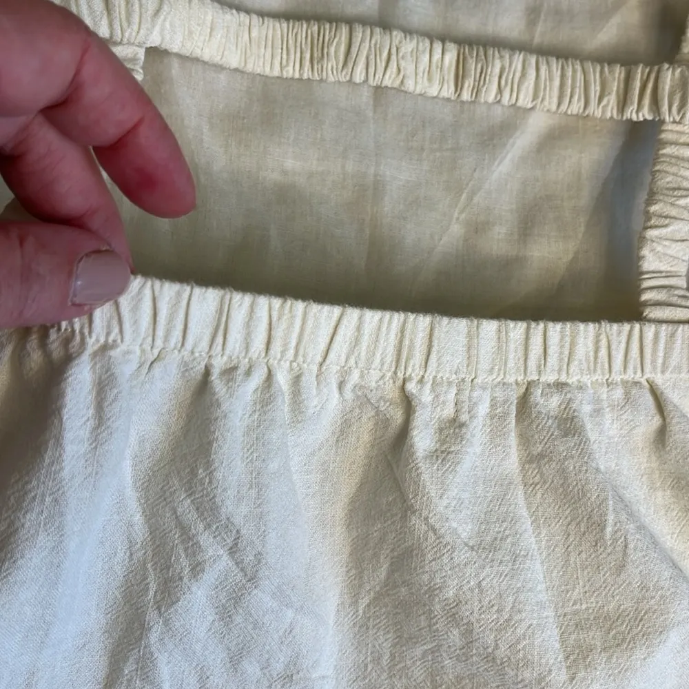 Isalis  Cotton square neck Cream Strappy back side pockets Mini Dress - Image 15