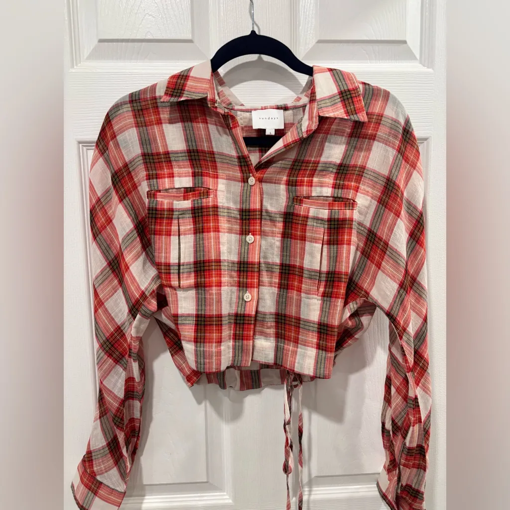 Sundays Emma Shirt in Red Plaid size‎ Small - Image 6