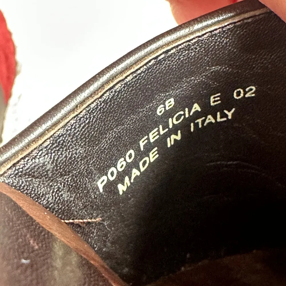 Coach Sz 6 Burgundy Red Suede Felicia Wood Heeled Clog Gold Horsebit Buckle - Image 6