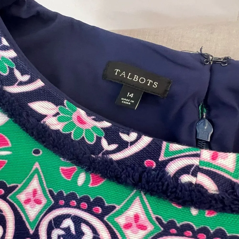 Talbots colorful fringe trim colorful sheath dress size 14 - Image 7