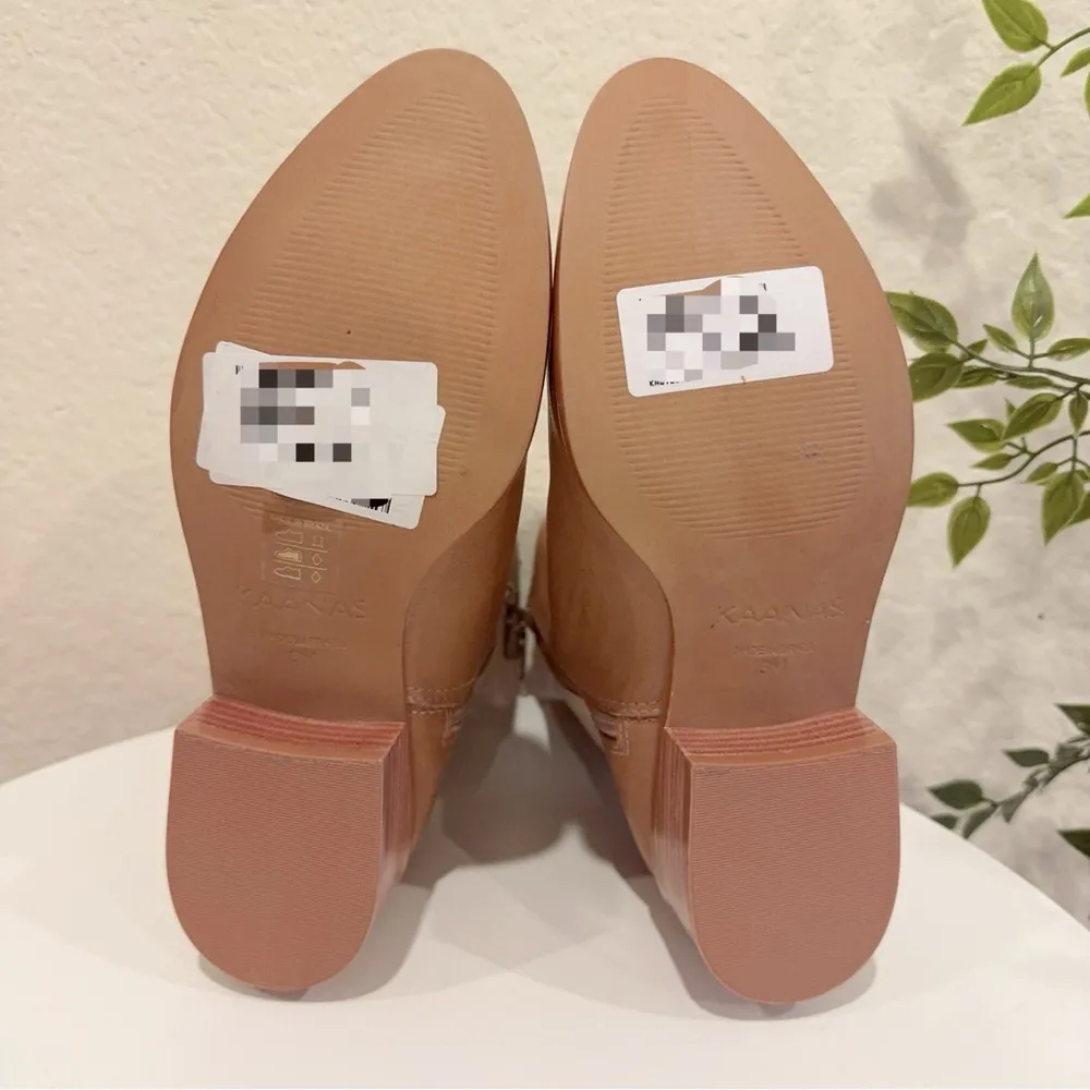 Kaanas Antares Distress Leather Ankle Bootie Nutmeg Brown NWOT Size 6M Tan - Image 9