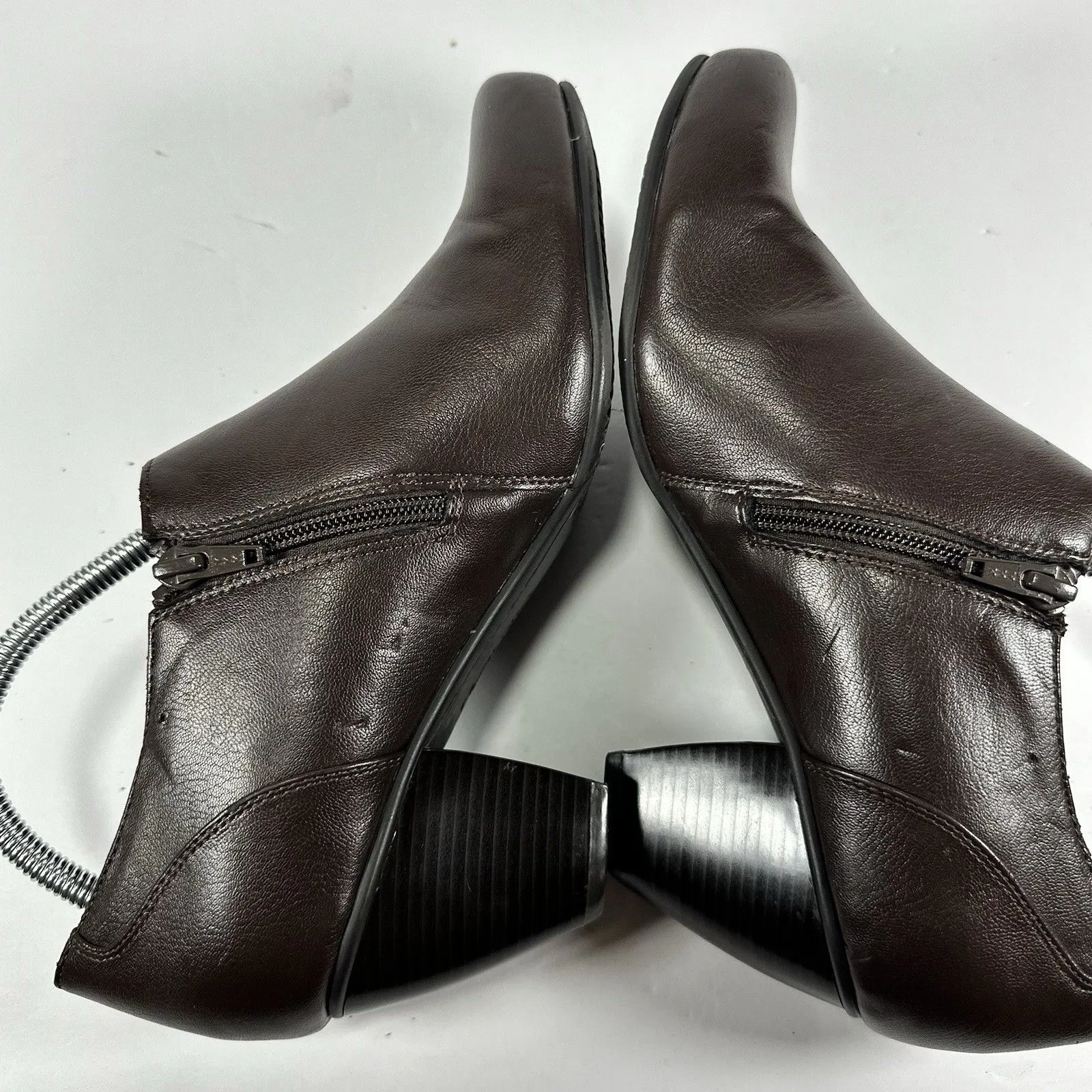 Wear. Ever. CACEY Brown Faux Leather Ankle Boots Booties Women's Size 10M Zip Up - Image 7