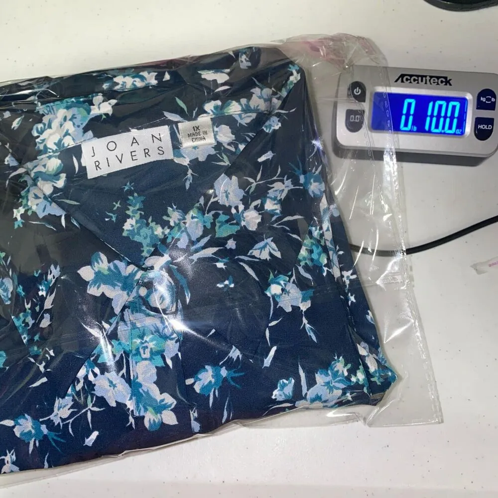 Joan Rivers Women’s Size 1X Blue Floral Polyester Button Up Long Sleeve Blouse - Image 9