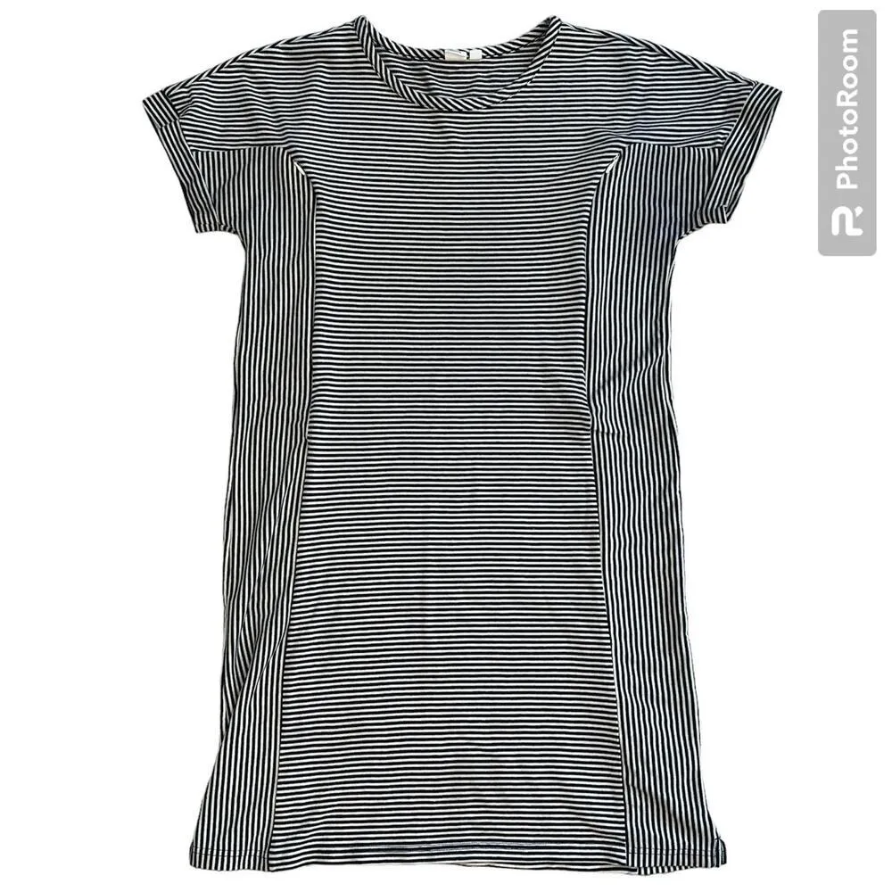 Gap Maternity navy blue & white pinstripe shift dress w/ nursing zippers Size M Size M - Image 3