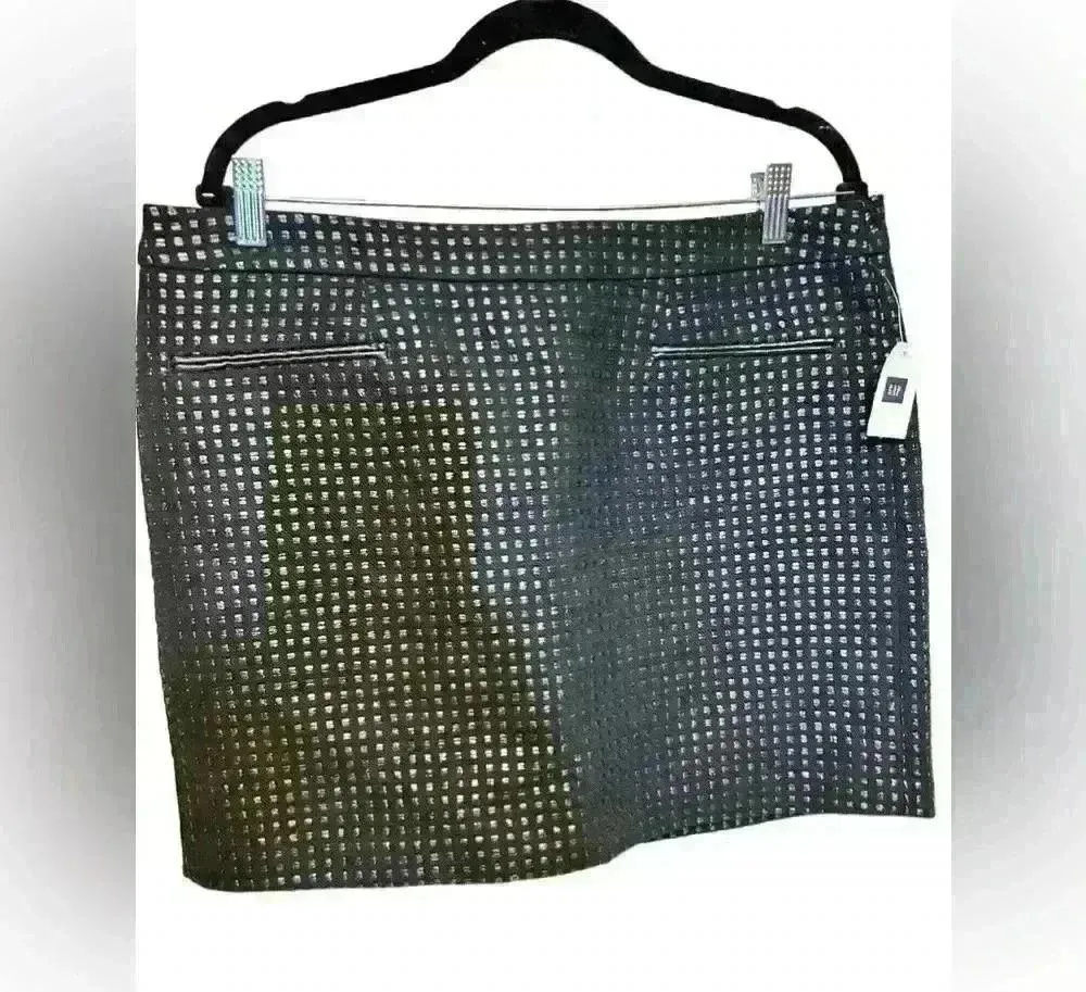 NWT Gap Black Textured Square Pattern Lined Mini Skirt faux leather Size 14 - Image 3