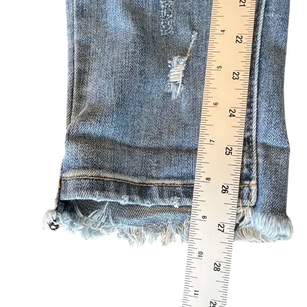 Risen 1262 frayed raw edge waist hemline slight distress skinny jeans 13/31 - Image 13