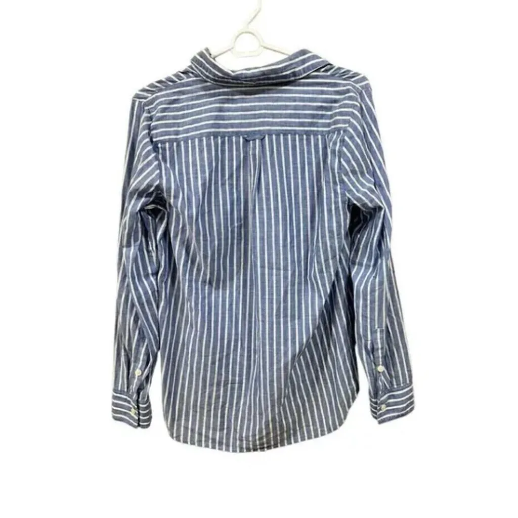 J.Crew Women's Small Blue Striped Button-Up Shirt Long Sleeve Casual - Image 8