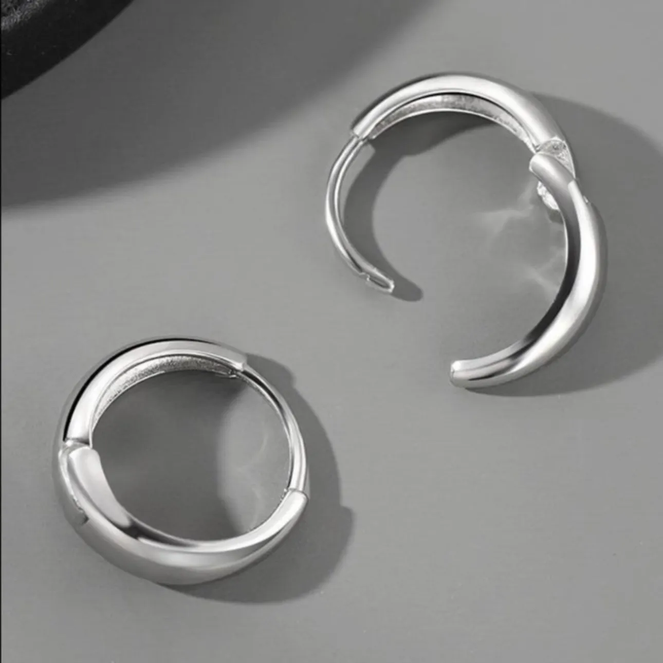 925 Silver Plated Small Hoop Earrings for Men Women, Punk Hip Hop Earrings - Image 3