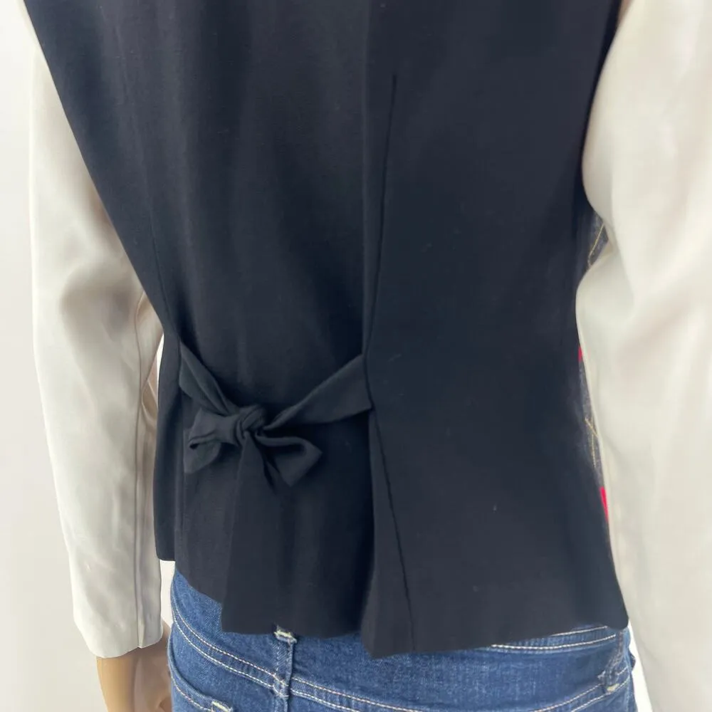 Positive Attitude US 4 American VINTAGE 80s Red Argyle Plaid Dicky Bib Vest Top - Image 9