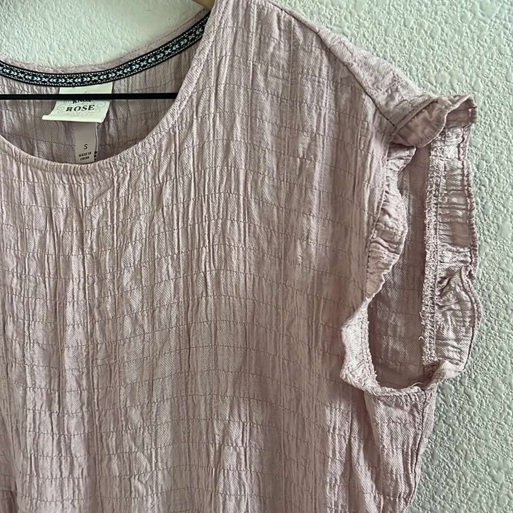 Knox Rose Crinkle Babydoll Dress Boho Neutral Feminine Preppy Coastal Classic S - Image 4