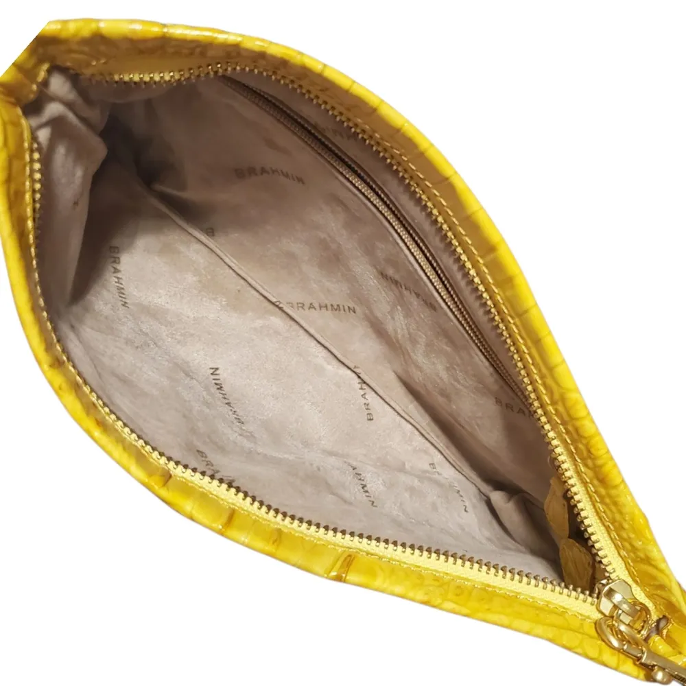 BRAHMIN Yellow Crocodile Embossed Wristlet Clutch - Image 8